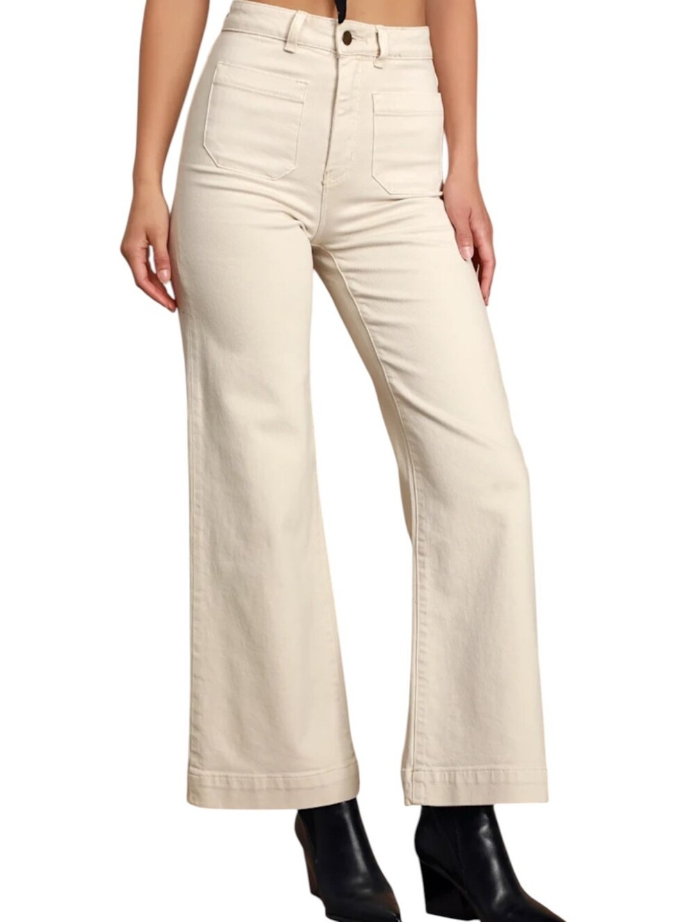 Rolla's The Sailor Wide Leg Jeans in Cream Patch Pockets Size 24